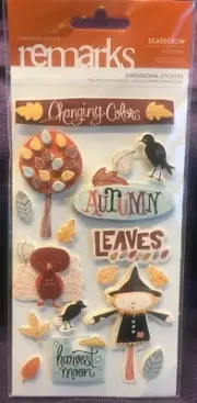 Remarks Scarecrow Changing Colors Dimensional Stickers NIP American Crafts