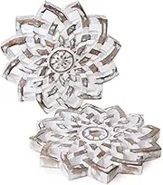 Wooden Trivets for Hot Pots and Pans Tea Pot Holder White Wash Wooden Trivets for Hot Pots and Pans Tea Pot Holder (8 inches, 2)
