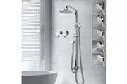 ACA 8 inch Shower head set Twin Shower taps set Gooseneck Shower 5-Mode Handheld head Chrome