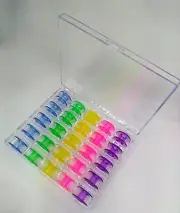 25X Plastic Bobbin #2518P Mixed Colours 15 Class Packed in Clear Plastic Case