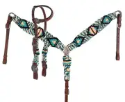 Showman Glade Corded One Ear Headstall and Breastcollar Set