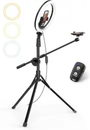 12" Selfie Ring Light with Stand and Overhead Phone Mount, 62" Foldable G055