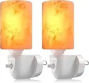 BrightArk Salt Lamp Plug in Night Light with Wall Plug, Pink Crystal Rock Himalayan Salt Lamps, Bathroom Bedroom Night Light, Hand Crafted Cylinder Size, 2 Pack