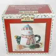 Debbie Mumm MARSHMELLOW SNOWMAN Mini Teapot Sakura Earthenware Handpainted NEW