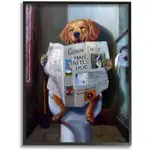 STUPELL INDUSTRIES DOG READING NEWSPAPER IN TOILET 有趣的印刷繪畫藝術