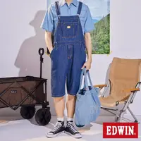在飛比找momo購物網優惠-【EDWIN】男裝 橘標 寬版吊帶牛仔短褲(中古藍)