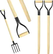 Memorywuu 2 Pcs Spading Pitchfork Handle 30 Inch Wooden Shovel Handle Replacement D Shaped Pitch Fork Handles Replacement Tool for Shovel Scoop Hoe Rake Garden Digging