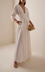 [Andrea Iyamah] Adelle Corset-Waist Cotton Maxi Dress