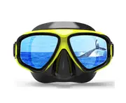 Snorkel Mask, Low Volume No Fogging Snorkeling Scuba Dive Glasses, Diving Tempered Glass Mask Goggles - Yellow