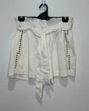 Sass & Bide Shorts Womens 14 White Metal Studs Tie Belt Pockets BNWT Size 14