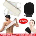 Bath Shower Exfoliating Back Strap Loofah Body Sponge Scrubber + Scrub Gloves