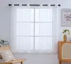 Short Sheer Curtains Grommet Panels,Light Voile Textured Sheer Curtain for