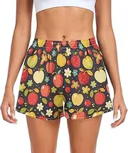 [FRODOTGV] Colorful Apples Womens Athletic Shorts Elastic Waisted Basketball Shorts for Soccer Teenis Exercise Indoor S