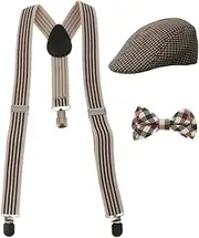 [MISETA] WEIMEI - 3Pcs Stretchble Kid Boy Y-Back Suspender Belt Bowtie Beret Flat