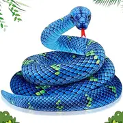 Giant Snake Plush Large Stuffed Animal Snake Realistic Stuffed Snake Lifelike Plush Snake Toy Gifts for Birthday Party Prank Props (Blue,110 Inch)