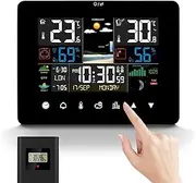 Wireless Multifunctional Weather Station with Color Display - Touchscreen Control, Indoor/Outdoor Temperature & Humidity Monitor, Alarm Clock with Sunrise/Sunset & Weather Forecast for Home, Office