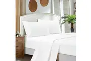 Super Soft Super King Size Bed Soft Flat & Fitted Sheet Set White