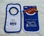 North Melbourne Kangaroos AFL AF8438 S19 Infant Babies 2 Pack Printed Bib Set