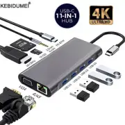 USB C HUB Type C to RJ45 4K 30Hz HDMI VGA Adapter SD TF USB 3.0 2.0 Docking PD 8