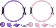 2 Pack Pilates Ring Set, Pilates Essentialls Kit for Women, Versatile Fitness Trainer with Non-Slip Handles, Chest Expander Resistance Looop,Yoga Ball Resistance Ring,for Abdominal/Legs/Butt Exercises