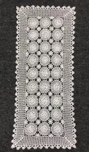 White 14x34" Cotton Handmade Crochet Lace Table Runner Placemat Cover