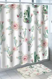Floral Cactus Pattern Shower Curtain