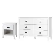 Oikiture 6 Chest of Drawers and Bedside Tables Vintage White