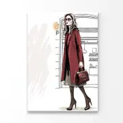 Modern Girl with Her Red Coat Print 100% Australian Made 90x120cm (Stretched Canvas)