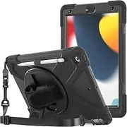 ProCase iPad 10.2 Case 2021 iPad 9th/2020 iPad 8th/2019 iPad 7th Generation Case, Rugged Heavy Duty Shockproof Rotatable Kickstand Protective Cover for 10.2" iPad 9th/8th/7th Gen -Black