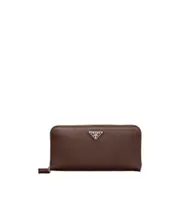 Prada Logo Plaque Zip-Around Wallet One size ochre