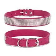 Nevenka Pet Collar Sparkly Rhinestone Studded Pet Supplies-Rose Red