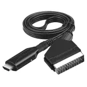 WIISTAR Scart to HDMI-Compatible Compatible Cable Converter Professional Video Audio Adapter for HD black