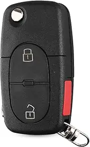 FLJKCT Car Key Shell 2 Button + Panic 3 Buttons Flip Folding Remote Key Case Shell,for Audi A3 A4 S4