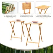 2 Pcs Laptop Dinner Tables - Bamboo Folding Tray & Snack Table