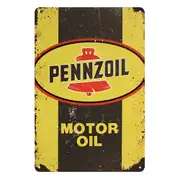 Pennzoil Motor Oil Car Tin Metal Sign Rustic Look Vintage