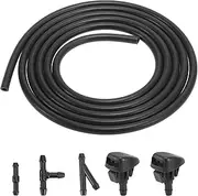 X AUTOHAUX Front Windshield Washer Nozzles Kit with 2 Meters Windshield Washer Hose and 3 Connectors KD45-67-510 for Mazda 3 5 6 CX-3 CX-5 CX-7 CX-9