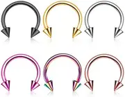 BLISI G23 Solid Titanium Horseshoe Septum Rings- 6pcs ASTM F136 Titanium Septum Jewelry 16G Nose Rings Hoop Helix Daith Cartilage Tragus Earrings 8mm 10mm