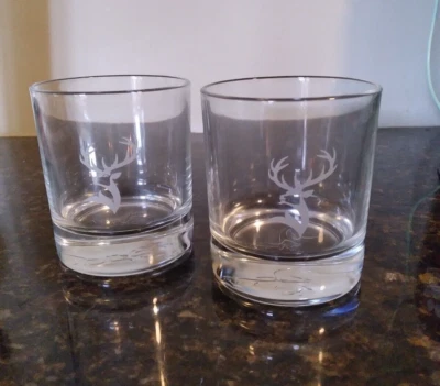Sets of 2 Glenfiddich Pure Malt Scotch Whisky Glasses NEW, heavy glass, quality