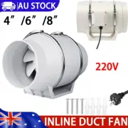 Industrial Vent Hydroponic Silent Extractor Fan Duct 4/6/8" Inch Inline Exhaust