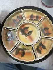 1940s Japanese Hand Painted Condiment Sushi Tray in Original Wood Box