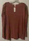 NWT mts Women’s Top Sz Med crochet L/S NEW shirt mauve dark pink 1944