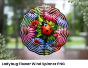 Lady bug and flowers wind spinner