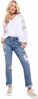 [Joe Browns] Women's Limited Edition Patchwork Rolled Hem Straight Leg Jeans