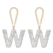 Bling Car Letter Charm Initial W Letter Hanging Ornaments for Bag White Colorful
