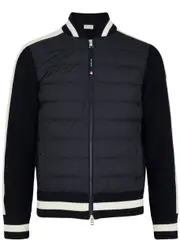 Moncler Quilted Shell and Knitted Cardigan - Navy - XL XL