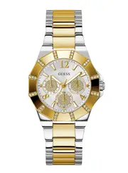 GUESS Women's Gold Silver Sunray Glitz Watch One Size