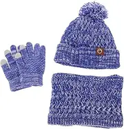 [LIFKOME] Hat Gloves Pom Pom Winter Hat Pom Pom Winter Beanie Pom Pom Beanie Hat and Gloves for Winter Hats for Winter Hat Wool Gloves Violet Acrylic