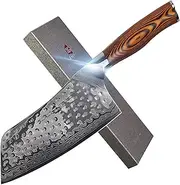 TUO Cutlery Cleaver Knife 7" - Japanese AUS-10 Damascus Steel Hammered Finish - Chinese Chef's Knife For Meat And Vegetable With Ergonomic Pakkawood Handle - Fiery Phoenix Series