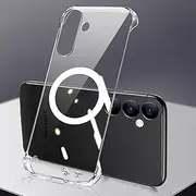 [RUNGOS] for Samsung S23 Case MagSafe (Bare Metal Feel) [Strong Magnetic] [Rapid Heat Dissipation] Borderless Slim Case for Samsung Galaxy S23 Case, S23 MagSafe Case, Magnetic Clear Phone Case 6.2''