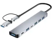 【Upgrade】 USB C/USB Hub, BERLAT Aluminum 7 in 1 USB C & USB Hub with USB 3.0,